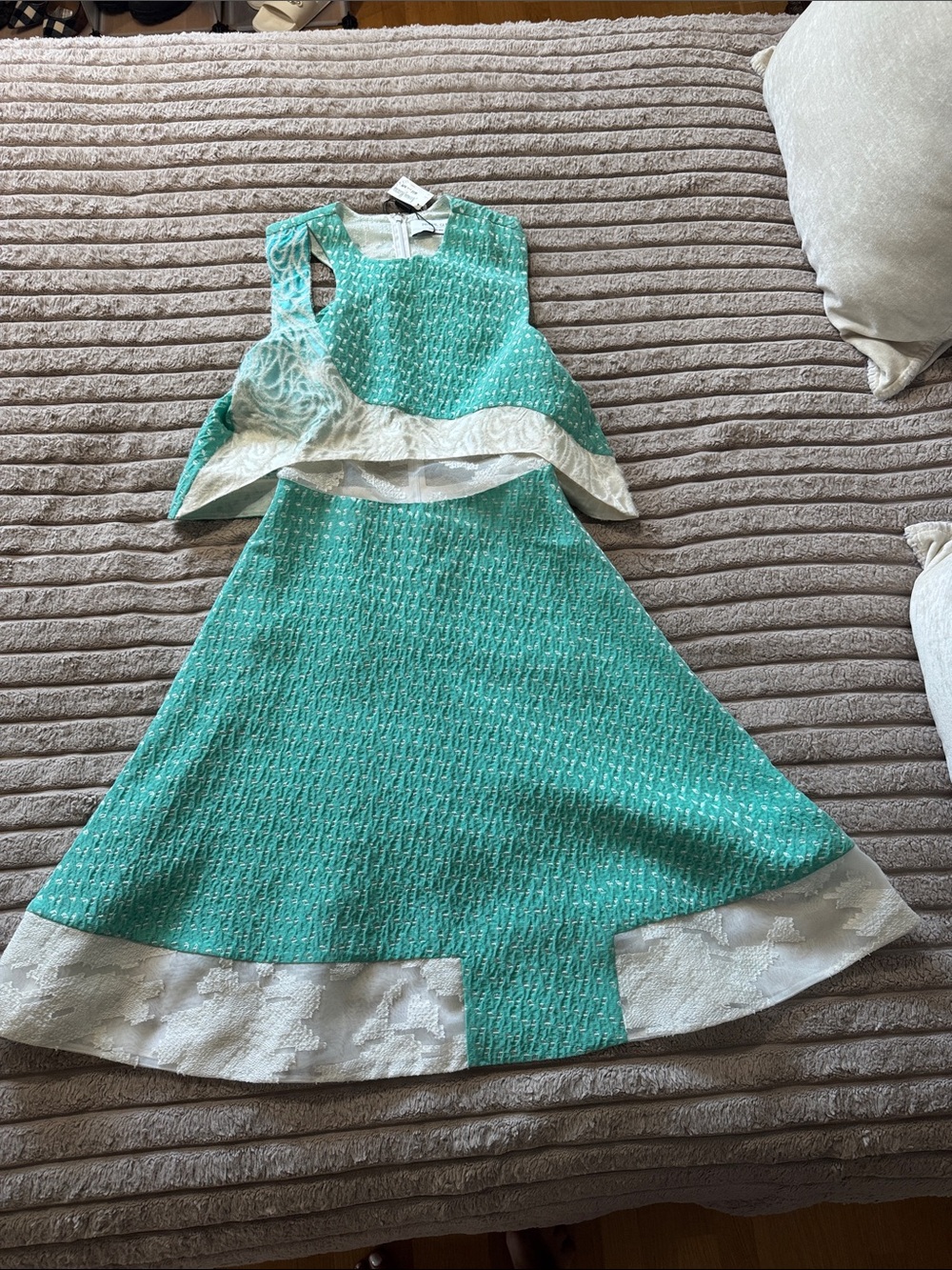 Girls Teal and White Party Dress Set